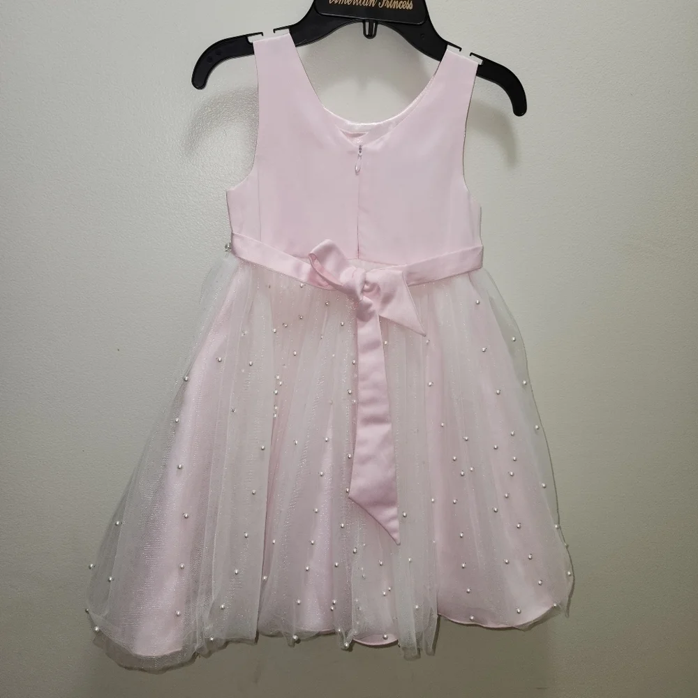 Princess Couture EUC Pearls Embellished Pink White Girls Size 4